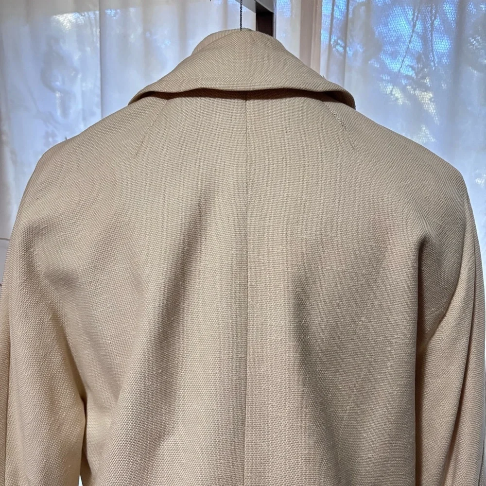 Vintage H Liebes of San Francisco Cream Button-Up Coat-Cotton & Silk Size 12 - Picture 5 of 11